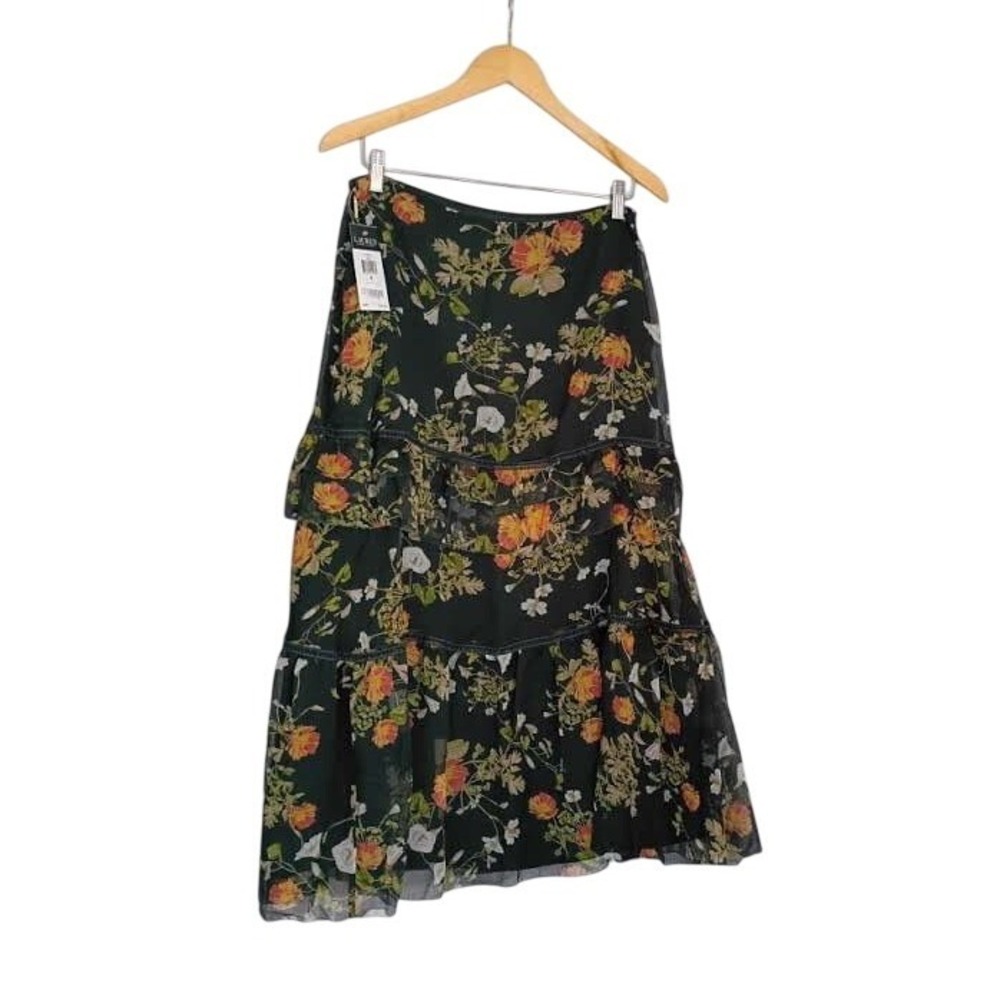 Lauren Ralph Lauren NWT Floral Tiered Maxi Skirt Cottagecore Boho 4 W29 $135 - Picture 5 of 14